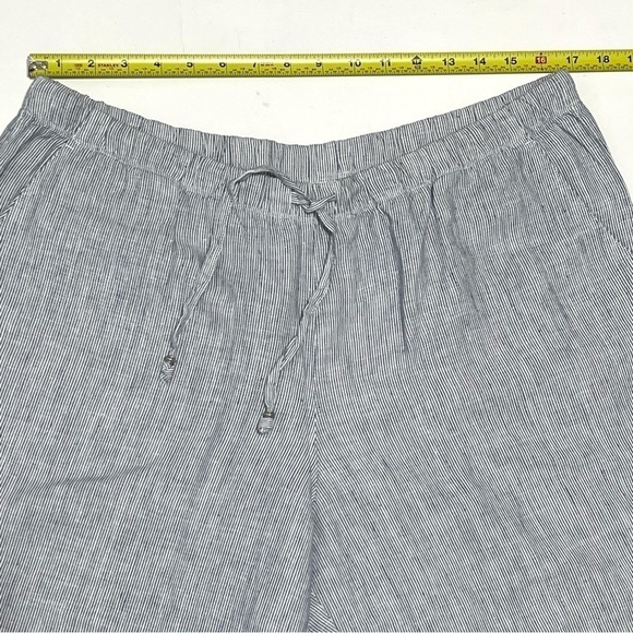 J.Jill Woman 100% LINEN Blue White Stripe Pants Size L - Picture 8 of 16